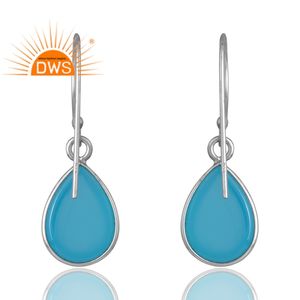 Dernière vente en argent Sterling 925 naturel Aqua calcédoine pierre précieuse boucle d'oreille bijoux personnalisés pour les femmes cadeau pour elle - Product Image 2