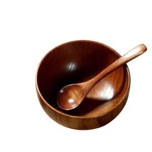 Vajilla de último diseño, cuenco de madera, ensaladera con cubiertos para uso en el hogar y restaurante, cafetería con diseño personalizado - Product Image 1