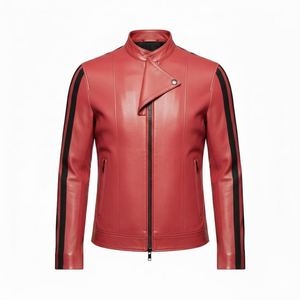 Chaqueta de motorista de cuero de vaca para hombre hecha a mano personalizada al por mayor en cuero genuino con aspecto clásico y acabado duradero - Product Image 5