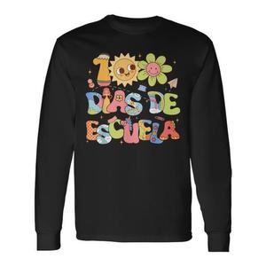Camiseta de Manga Larga Feliz 100 Días de Escuela, Diseño Promocional en Español - Product Image 1