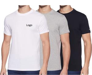 T-shirt de sport coupe ajustée en coton pour hommes, t-shirt basique de gymnastique uni avec broderie personnalisée, nouvel arrivage - Product Image 1