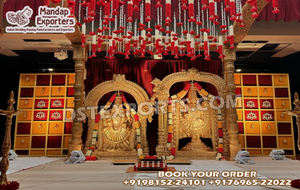 Boda DEL SUR DE LA India Mandap ceremonia telón de fondo escultura SUR DE LA India Tirupati Balaji Lakshmi estatua SUR DE LA India accesorios de fibra - Product Image 2