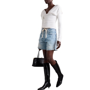 Short en Jean Denim bleu clair taille haute pour femme confortable décontracté vêtements d'été élégant et respirant essentiel Shorts personnalisés - Product Image 2