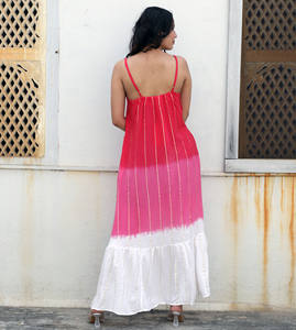 2024 Trending Beach Women Long <b>Maxi</b> Dress Rayon Multi Color Tie Dye Summer Backless Spaghetti Strap Long Dress With Pockets - Product Image 3