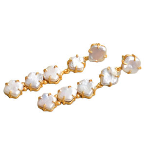 Pendientes de Latón al por Mayor, Perlas Auténticas, Cristal Curativo, Acabado Satinado de Latón, Estilo Moderno, Listos para Enviar al por Mayor - Product Image 2