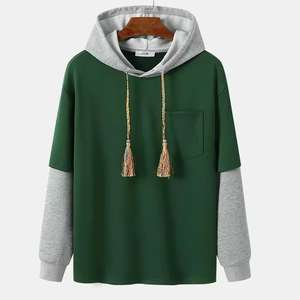 Sweat à capuche pour hommes de haute qualité sweat-shirt à panneau contrasté en polaire avec poche kangourou pour l'automne Athleisure Jogging - Product Image 1