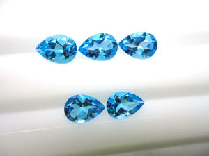 Piedra preciosa de Topacio Azul suizo genuino, forma de pera suelta, Topacio Azul suizo, piedra cortada facetada para hacer joyas - Product Image 5