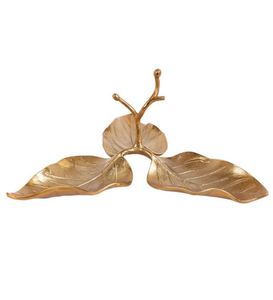 Plat de service en forme de feuille personnalisé à 3 compartiments Plaques en laiton à motif moderne pour mariage à domicile, restaurant, hôtel, fête - Product Image 6
