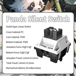 מתגי ZIFRIEND 5 פינים OUTEMU Axis Noah <span class=keywords><strong>Silver</strong></span> Panda שקטים לינאריים/מישושיים, 50 מיליון לחיצות, כוח של 55 גרם/62 גרם/67 גרם למקלדת - Product Image 2