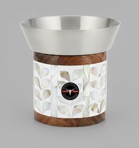 Brûleur d'encens Bakhoor religieux indien incrusté de nacre fait à la main avec porte-parfum en métal en bois d'acacia pour la décoration intérieure - Product Image 6