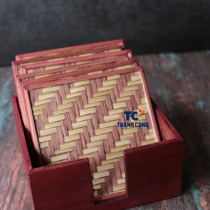 Bandeja de Oliva de bambú hecha a mano, elegante bandeja para servir aperitivos con posavasos, perfecta para noches de cine y reuniones - Product Image 2