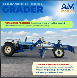 Lame de niveleuse Ashok en métal pour tracteur, 432 mm, longueur 3050 mm, système entièrement hydraulique, vanne de commande à 8 leviers pour routes - Product Image 4