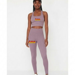 Ensemble de yoga 2 pièces pour femme : soutien-gorge et legging respirants et légers, col carré avec taille élastique, couleur unie – Fournisseur d'ensembles de yoga - Product Image 4
