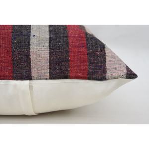 Multicolor Tartan Pattern Wool Kilim Patchwork Pillow 24x24 Inch <b>Fluffy</b> Vintage Leaves Design <b>Cushion</b> Woven Decorative <b>Cushion</b> - Product Image 4