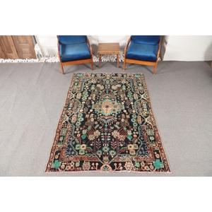 4.9x6.9 ft Turkish <b>Brown</b> <b>Wool</b> Patchwork Rug Eco-Friendly Latex Backing - Product Image 1