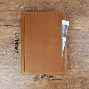 <b>A4</b> Genuine <b>Leather</b> <b>Document</b> Organizer Folder Padfolio with Pen <b>Holder</b> Vintage Style Durable LPF-0107 - Product Image 2