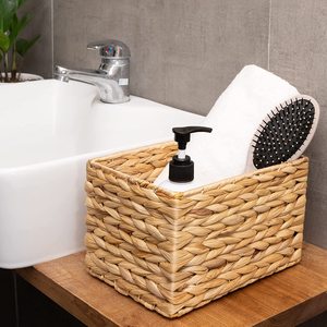 Water Hyacinth Storage Baskets for Shelves Rectangular <b>Wicker</b> Basket for Organizing <b>Bins</b> for Pantry Bathroom Vanity Decorative - Product Image 1