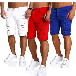 Pantalones cortos para hombre Hip Hop Casual High Street verano Pantalones vaqueros pantalones cortos estampados desgastados Gym Wear pantalones cortos para hombre - Product Image 6