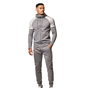 Ensemble de survêtement pour homme personnalisé, imprimé à l'écran, broderie usée, sweat-shirt court avec pantalon de survêtement évasé pour l'hiver - Product Image 1