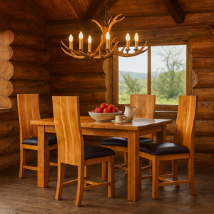 SOLID MANGO WOOD European Style <b>Dining</b> <b>Chairs</b> Leather Seat Modern Design Handmade High Quality <b>Natural</b> Color 3-Year Warranty - Product Image 2