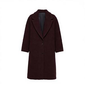 Manteau en laine double boutonnage bordeaux pour femme sur mesure, fabricant OEM et marque privée - Product Image 1
