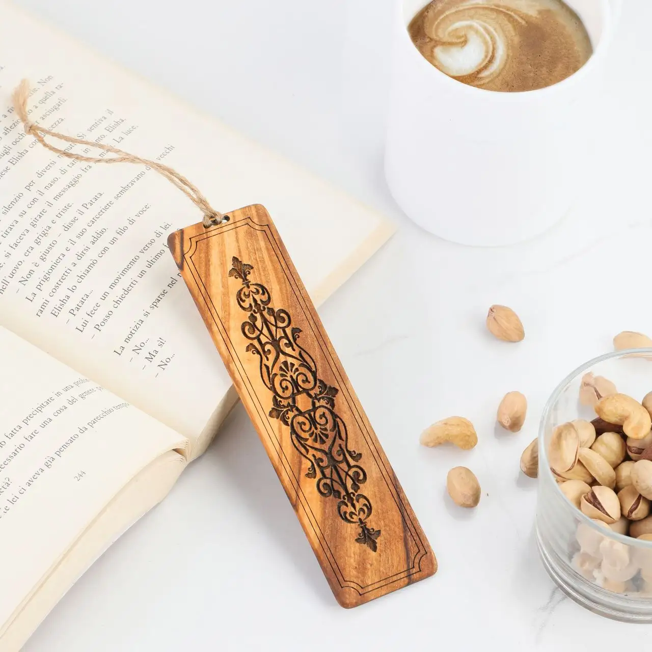 Segnalibri artigianali unici in legno d'ulivo-personalizzabili, ideali per notebook e pastiglie per scrivere