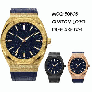 Montre homme en acier inoxydable avec logo personnalisé, étanche 5 BAR, style rétro sportif, modèle <span class=keywords><strong>Paul</strong></span>, style riche, cadran givré avec bracelet en cuir - Product Image 1