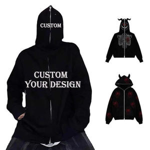 Sweat à capuche unisexe entièrement personnalisable 2023, de haute qualité, vierge, écologique, respirant, doublé en polaire d'hiver, avec design en strass, nouveauté - Product Image 2