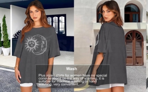 Camiseta de gran tamaño para mujer, camisetas gráficas con cuello redondo, camisetas holgadas de manga corta de verano - Product Image 4
