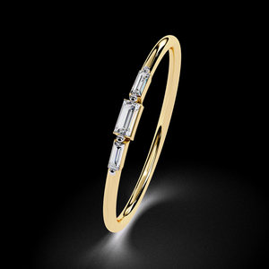 Anillo de Barra Minimalista Hecho a Mano en Oro de 14K con Diamante Natural de 0.10 Quilates, Certificado IGI, Apilable, para Novia, Boda, de la India - Product Image 4