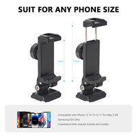 Support de téléphone en métal aluminium avec 2 griffes froides et port Arca 1/4" 360° ° Adaptateur de trépied rotatif pour téléphone portable, support de téléphone