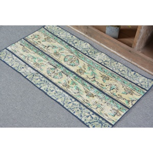 Tapis turc vintage grande surface de 1.8x3,2 pieds classique vert beige patchwork en latex de laine fait main pour décoration de couloir - Product Image 4