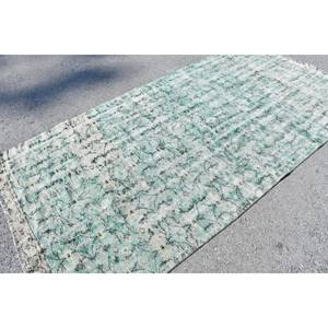 Alfombra turca Vintage moderna, diseño de retazos en verde y blanco, 4,9x9,4 pies, área grande de lana, látex de 10mm para adolescentes, pasillo rectangular - Product Image 4