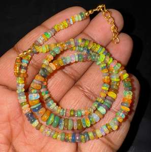 Collar de Perlas Redondas Lisas de Ópalo Etíope Blanco y Negro Natural de Alta Calidad, Hecho a Mano, Gemas TASBIYA, con Certificado de Terceros - Product Image 1