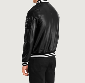 Veste universitaire en mélange de laine de qualité supérieure avec manches en cuir véritable pour hommes Veste de baseball universitaire pour hommes - Product Image 5