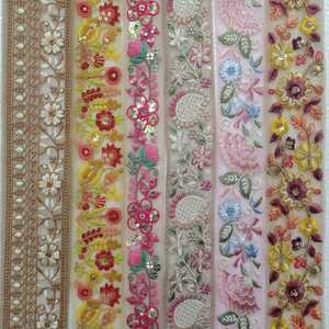 Lacets de travail en fil brodé sur mesure avec des options multicolores en broderie de paillettes de 1.5 pouces. - Product Image 4