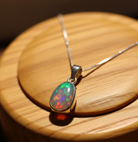 Pendentif Mala Bohème Bouddhiste en Argent Sterling 925 avec Opale Sertie en Sceau, Plaqué Rhodium, Cristal de Guérison pour Femme, Cadeau, Certifié par un tiers