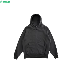 Prix de gros – Sweat à capuche thermique zippé fabriqué au Pakistan 2024 – Logo avant – 80 % coton 20 % polyester – Épaules tombantes – Séchage rapide - Product Image 2