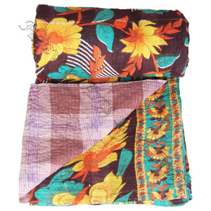 Vintage Kantha Quilt Fine qualité cousu à la main indien réversible coton jeter couvre-lit-vente en gros Lot - Product Image 3
