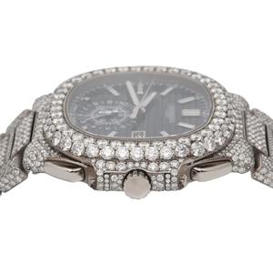 Fashion Fully Moissanite Iced Out Diamond Watch, Trendy Bling Stainless Steel <b>Wristwatch</b> for Parties and Casual Wear for Sale - Product Image 3