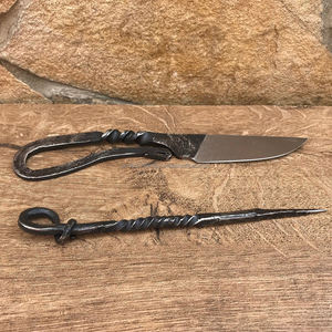 Cuchillo vikingo medieval hecho a mano para exteriores, cuchara, tenedor, regalo, ropa plana con bolsa de cuero, juego de cubiertos de alta calidad - Product Image 3