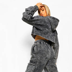 Chándal unisex lavado con ácido personalizado, ecológico, transpirable, de talla grande, chándal de invierno con capucha, Joggers de carga, conjunto de 2 piezas para hombres y mujeres - Product Image 6