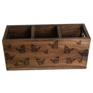 Hot Selling Wooden <b>Utensil</b> Organizer With Black Metal Handle Holder Caddy Kitchen Tool Organizer for Home Restaurants and Hotel - Product Image 6