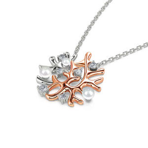 Collier en argent sterling avec perle de culture Jeulia, design récif corallien - Product Image 3