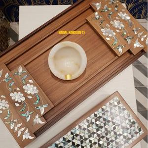 MOTHER of PEARL HEXAGONAL WOOD CRAFT SERVING TRAY for EID DECOR HOME DECOR <b>GIFT</b> KITCHENWARE TRAY CHOCOLATE SERVING RAMADAN TRAYS - Product Image 6