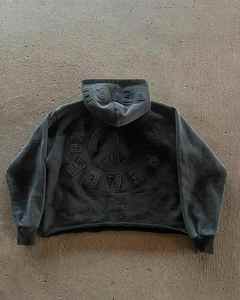 Fabricant OEM Nouveauté Sweat-shirts en coton français de qualité supérieure avec broderie et strass effet vieilli 500 GSM pour hommes - Product Image 3