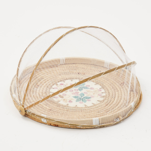 Nouveau produit fabriqué à la main capiz seagrass food cover plateau à pain couverture de dôme rétractable en gros du Vietnam - Product Image 3