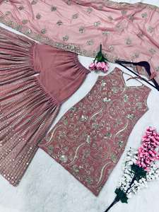 Nuevo diseñador pesado bordado lentejuelas trabajo Sharara conjunto fiesta desgaste superior Palazzo y Dupatta vestido elegante traje a precio al por mayor - Product Image 5