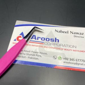 Vente en gros de pinces à cils professionnelles violettes à 90 degrés en acier inoxydable à fibres pointues, poignée en diamant durable, noir plasma - Product Image 5