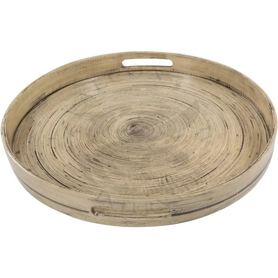 Hot Design Wooden Round Tray natural Finishing Rustic Look Storage Tray
